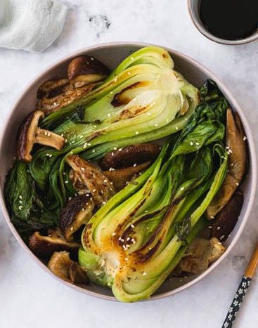 Pak Choi com Cogumelos Salteados