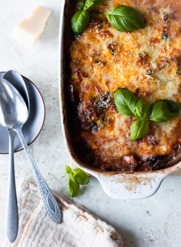 Oven Baked Pasta flatlay cut