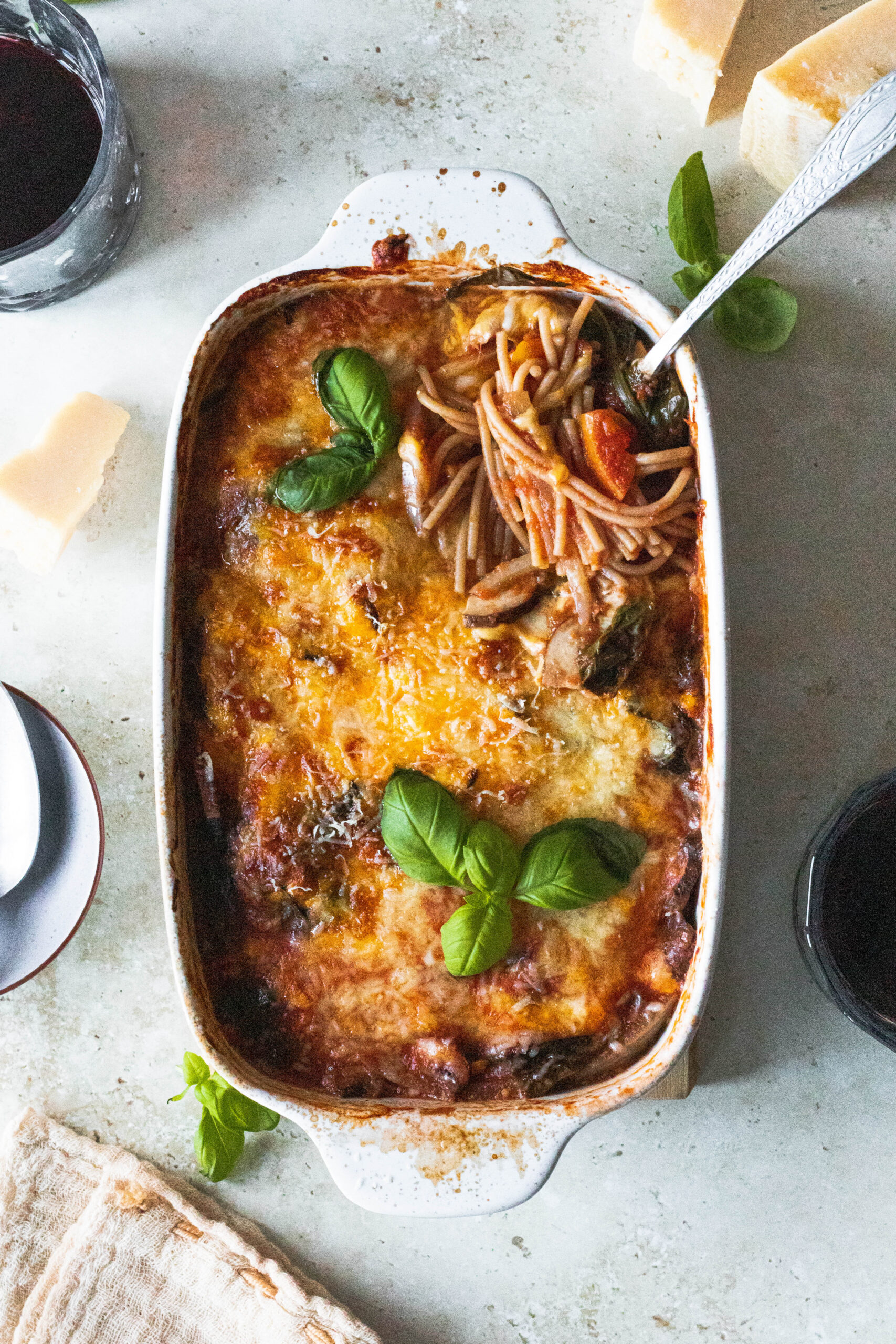 Oven Baked Pasta flatlay with spoonful LR