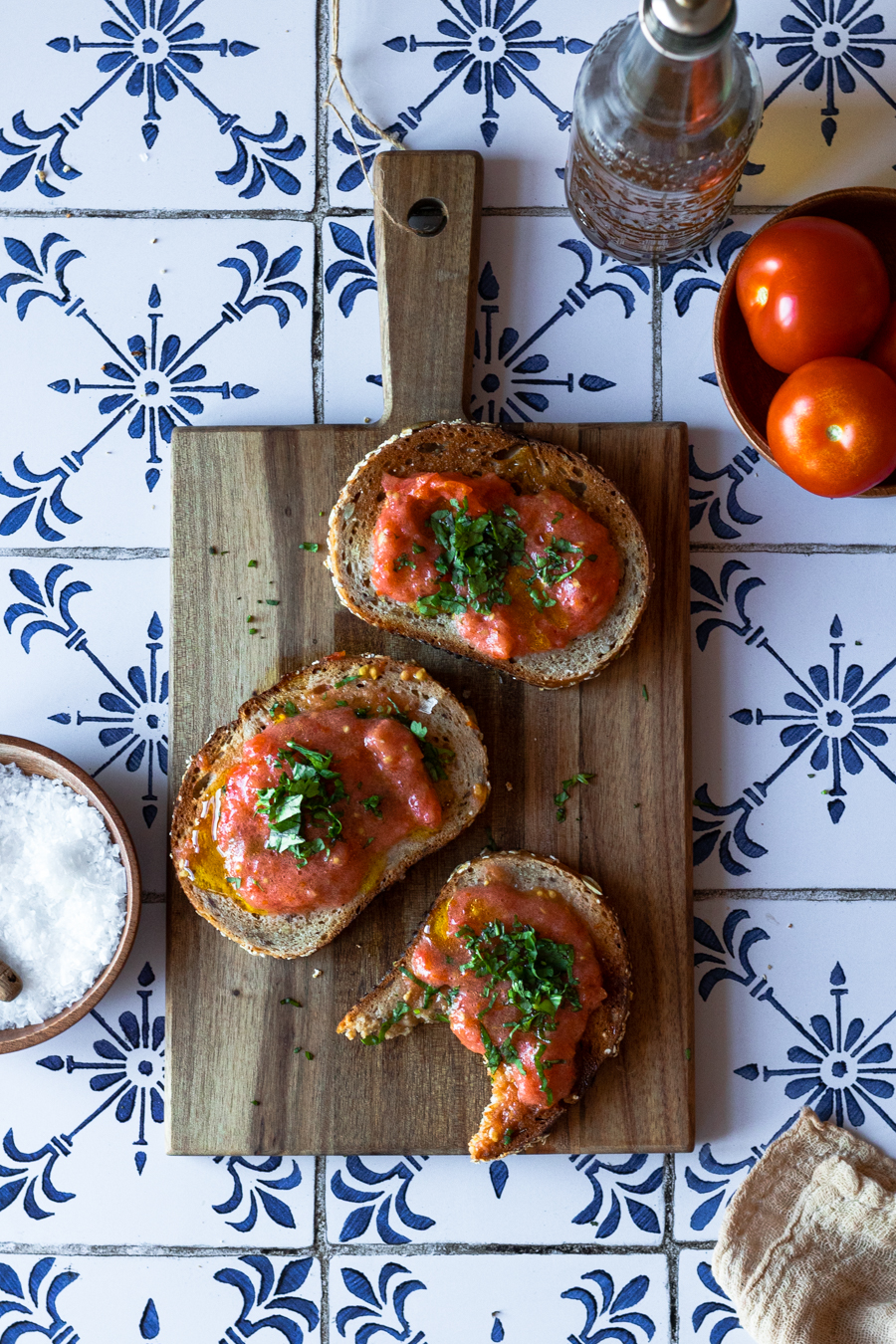 Tomato Toast flatlay far away